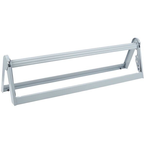 A gray steel Bulman paper dispenser with a serrated blade.