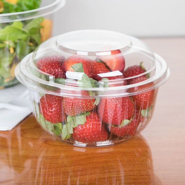 64oz Crystal Clear Plastic Disposable Salad Bowls with Lids To-Go