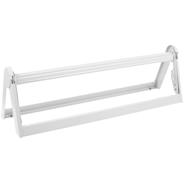 A white metal Bulman paper dispenser with a serrated blade.