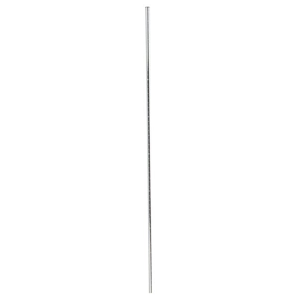 A long thin metal rod with black lines on a white background.