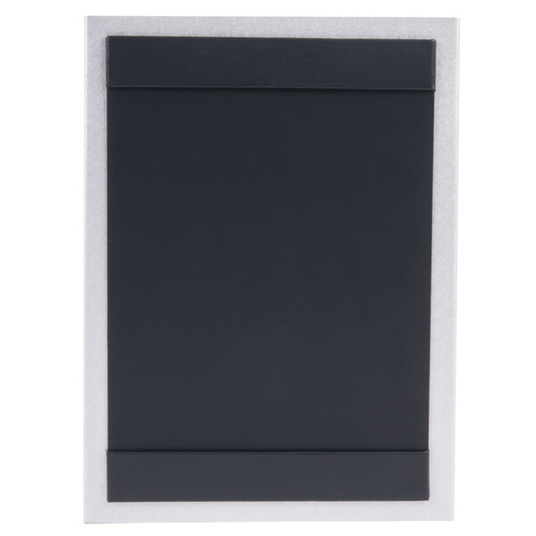 A black rectangular Menu Solutions displayette with top and bottom white stripes.