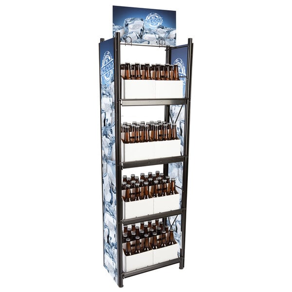 IRP WR027 4Shelf Beer and 6Pack Display Rack 20" x 11" x 62"