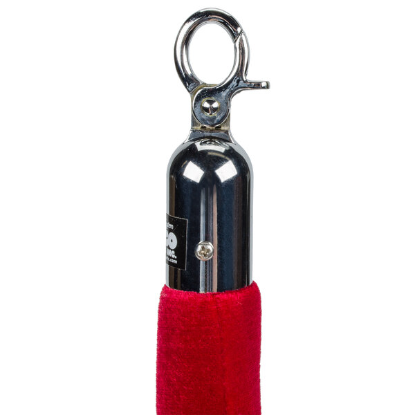 A red Aarco stanchion rope with chrome ends.