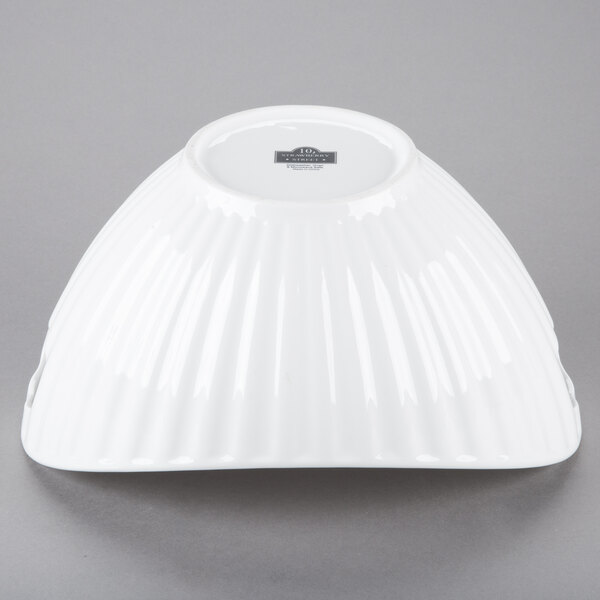 A 10 Strawberry Street Whittier white porcelain boat bowl with line texture.