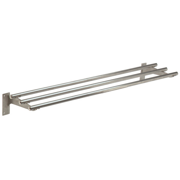 A stainless steel tubular tray slide with fixed brackets.
