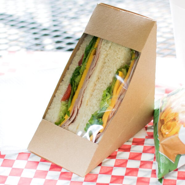 Sandwich Food Catering Takeaway Triangle Hinged Tripple Wedge Container x 500 