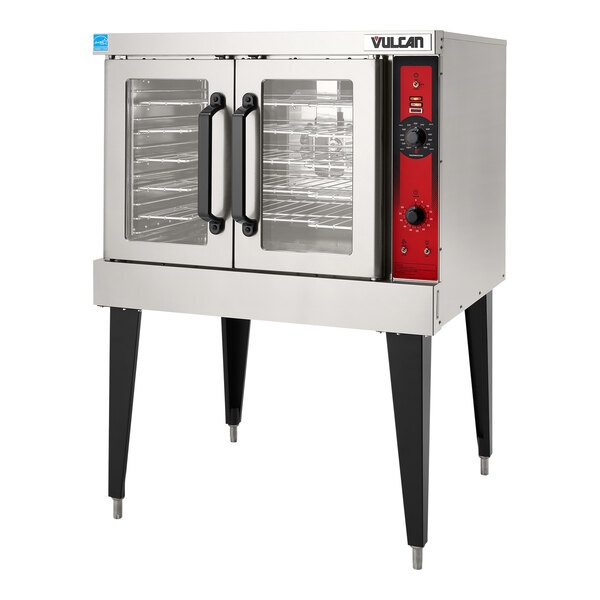 A large stainless steel Vulcan convection oven with two glass doors.
