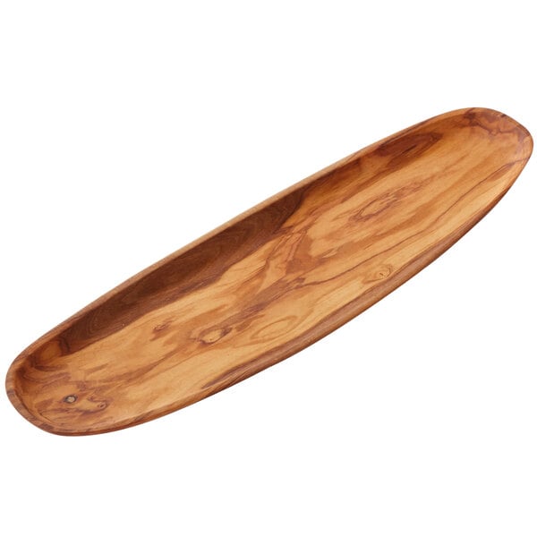 An American Metalcraft oval wooden boat with a long handle.