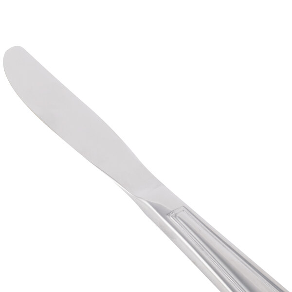 A close-up of a Libbey stainless steel bread and butter knife.