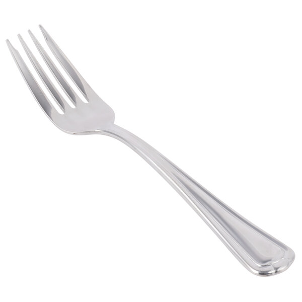 A close-up of a Libbey stainless steel salad fork with a silver handle.