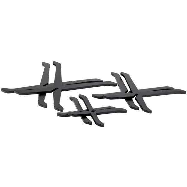 A black Tablecraft 3-piece fold-away riser set with handles.