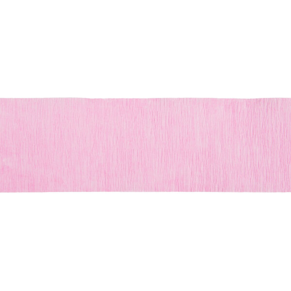 A pink paper banner on a white background.