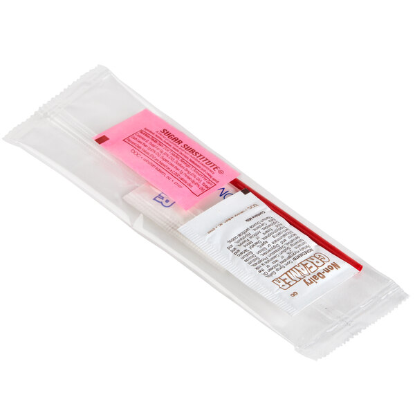 Single Serving Hot Beverage Condiment Kit with Clear Packaging - 500/Case