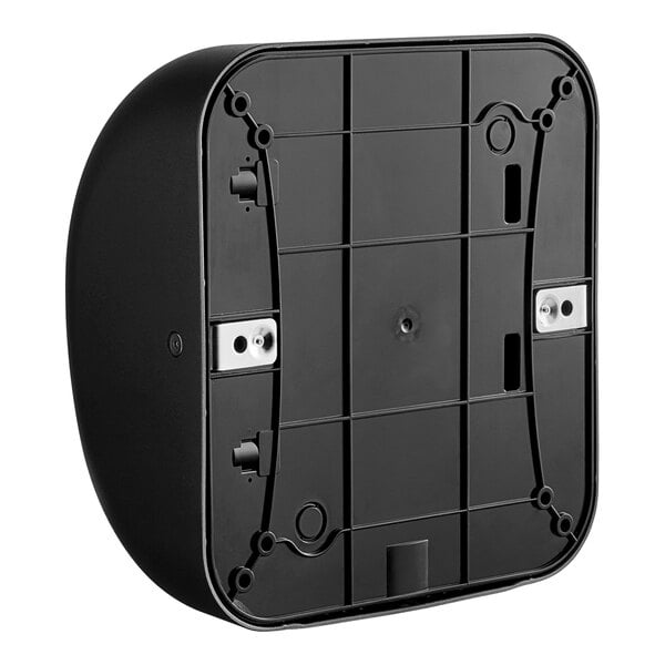 A black plastic Excel XLERATOR hand dryer cover with holes.