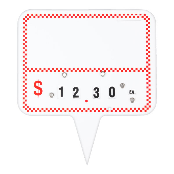 Red Checkered Write-On Deli Sign Spear Wheel - 25/Pack