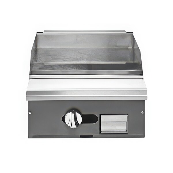 A Vulcan stainless steel liquid propane modular range with griddle top.