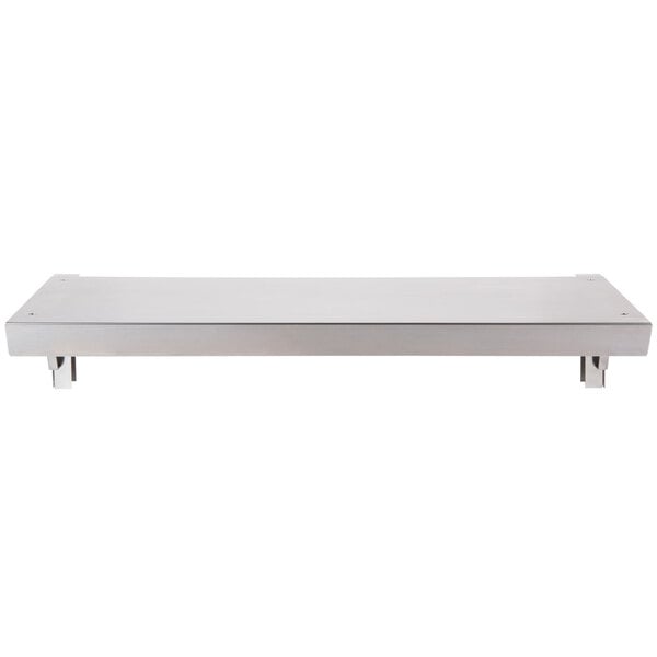 A Vulcan stainless steel reinforced high shelf with legs.