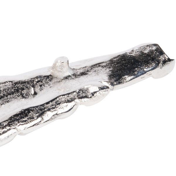 A close-up of a silver 10 Strawberry Street Creek branch-shaped tray.