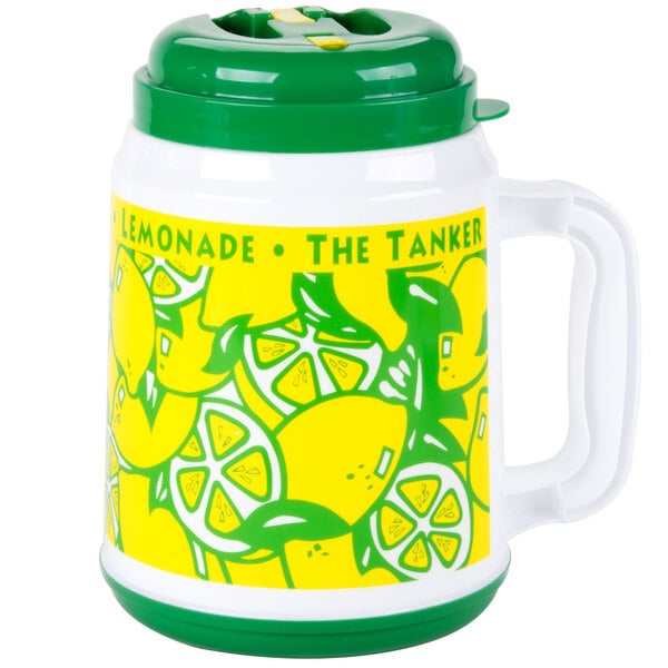 64 Oz The Tanker Plastic Lemonade Mug With Spout Straw And Lid 12 Case