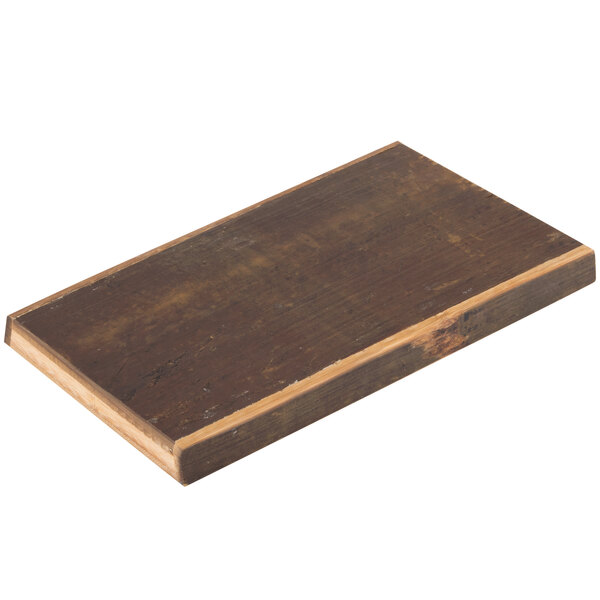 An American Metalcraft carbonized bamboo serving board with a strip of wood.
