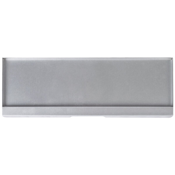 A rectangular silver tray.