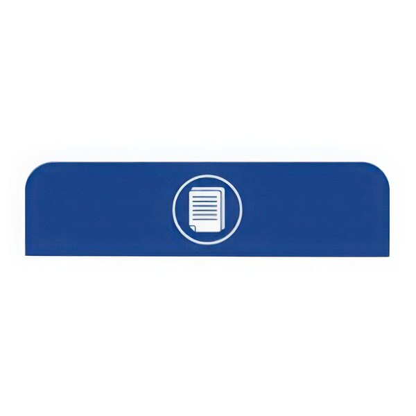 A blue rectangular sign with white circles and text reading "Paper" and "Recycling"