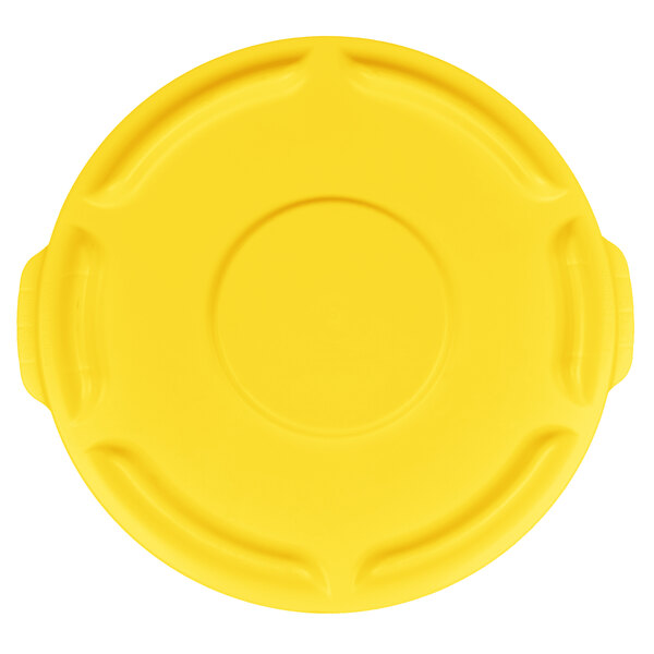 A yellow plastic lid with a circular hole.