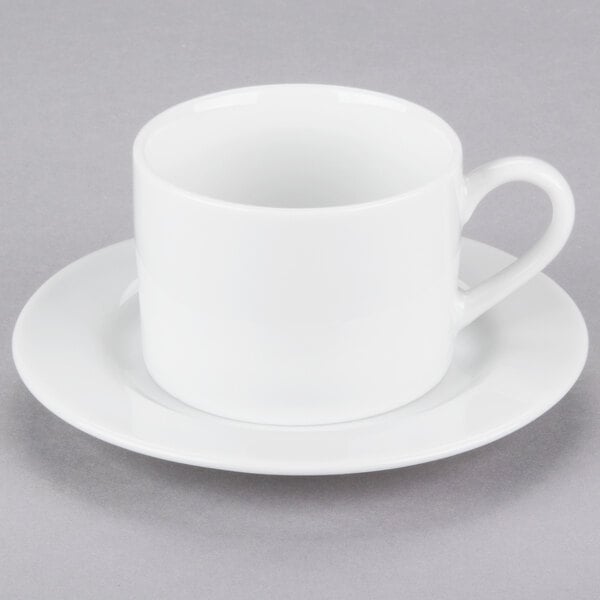 A 10 Strawberry Street Classic White porcelain cup and saucer.