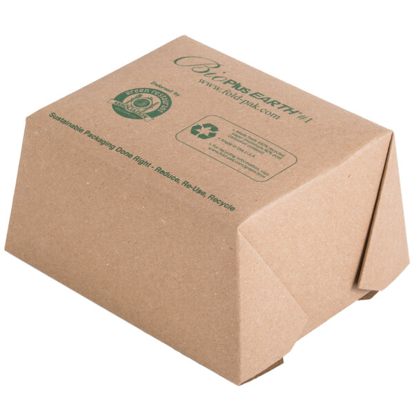 FoldPak 01BPEARTHM BioPlus Earth 5" x 4" x 2 1/2" Kraft Microwavable