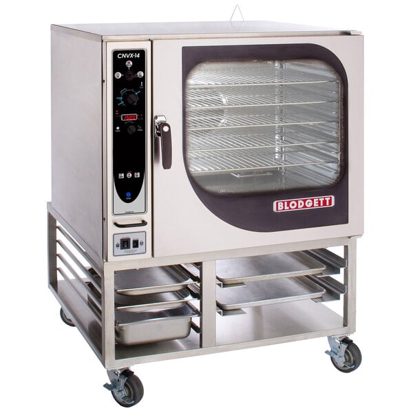 A Blodgett commercial convection oven with a glass door and shelves.