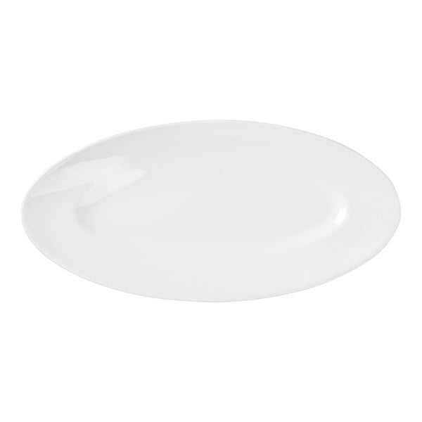 A white oval porcelain plate.