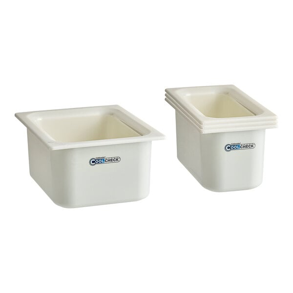 Carlisle CM1106KITC1402 Coldmaster CoolCheck Batter Pro Kit 1/3 and 1/2 Size White Cold ABS Plastic Food Pans - 6" Deep