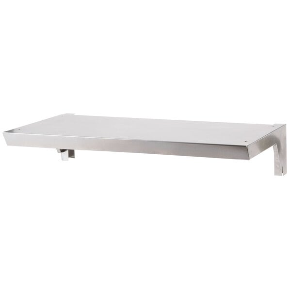 A stainless steel Wolf reinforced high shelf with metal legs.