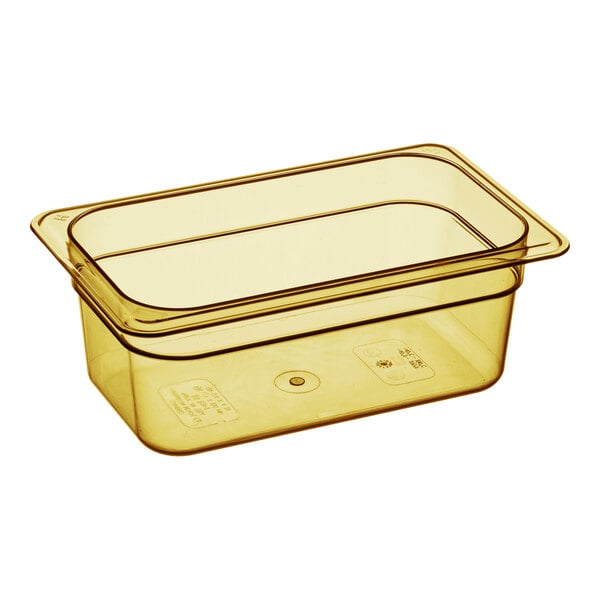A clear plastic Cambro food pan.