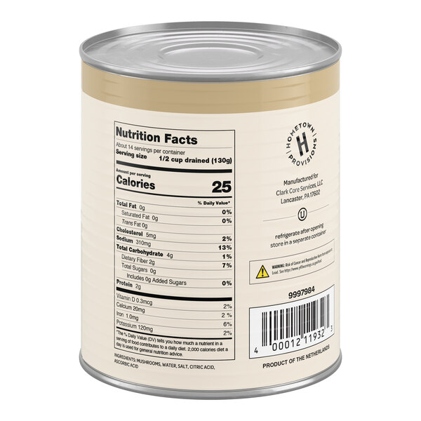 Hometown Provisions #10 Can Sliced Mushrooms - 6/Case