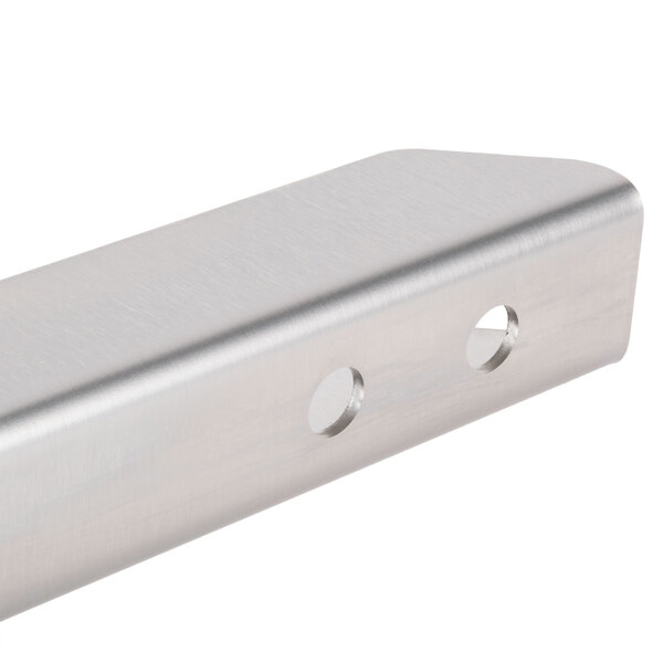 A stainless steel Wolf wall mounting bracket with holes on the side.