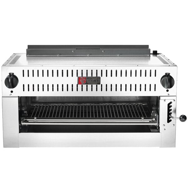 A Wolf stainless steel radiant salamander broiler grill rack.