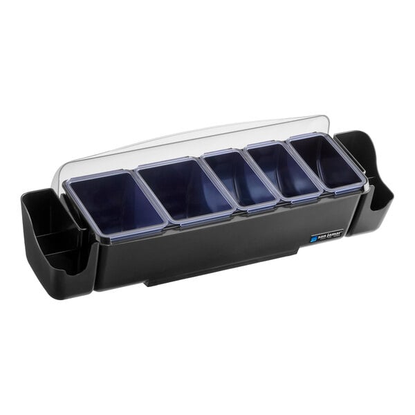 San Jamar BD4023S The Dome 5-Compartment Condiment Bar with Snap-On Caddies