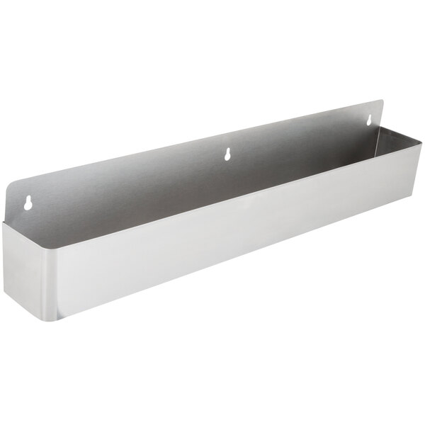 A silver metal Eagle Group single tier speed rail with keyholes.