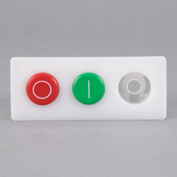 A white rectangular On/Off switch with red and green buttons.