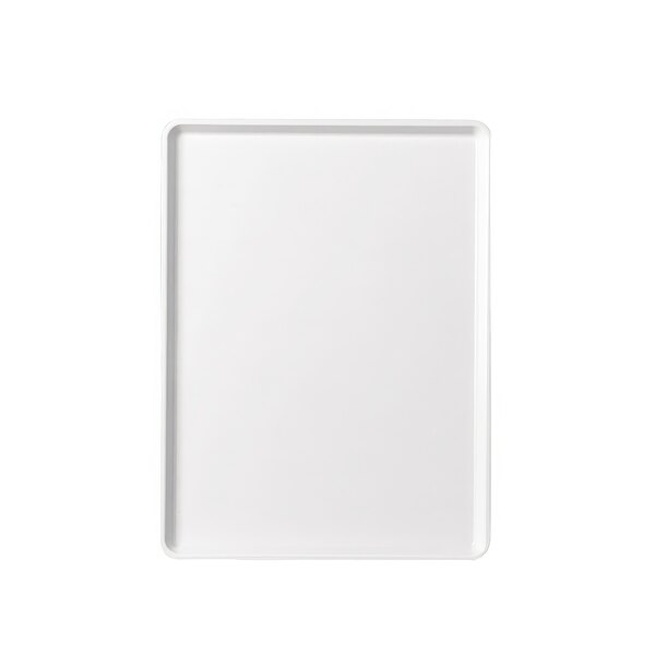 A white rectangular Cambro dietary tray with a white border.