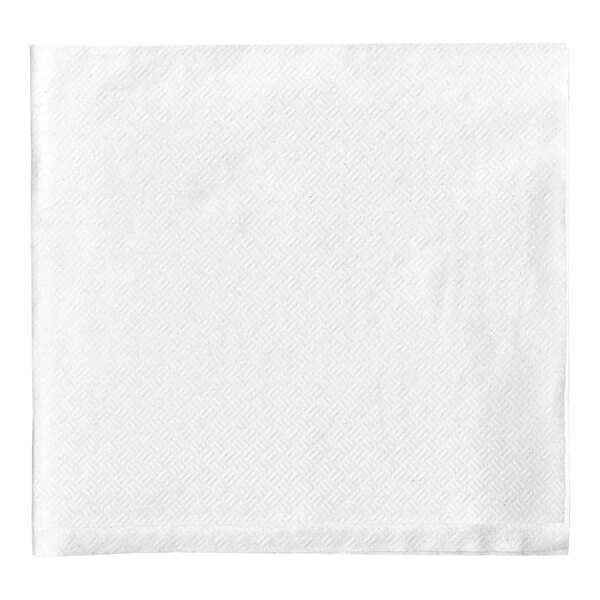 A white 12 inch by 12 inch premium luncheon napkin folded in quarters.