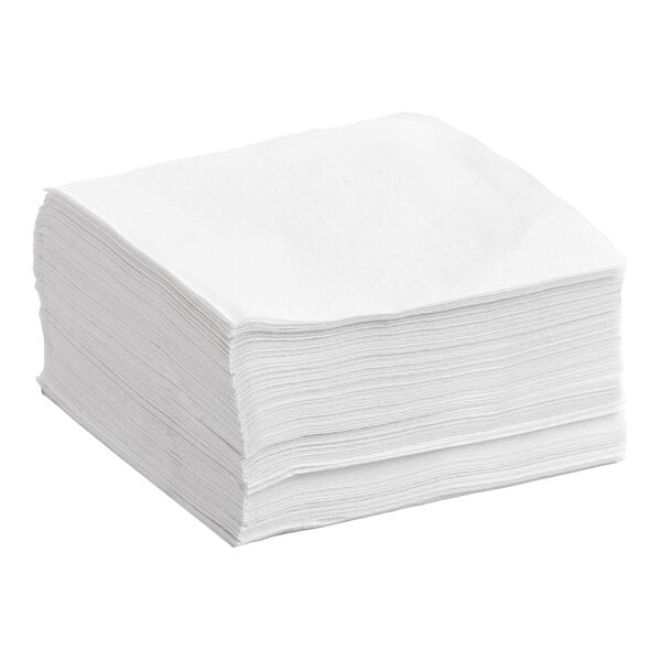A stack of white, quarter-folded premium luncheon napkins.