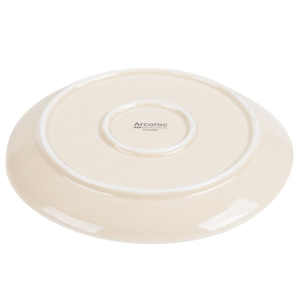 A white porcelain plate with a small white rim.