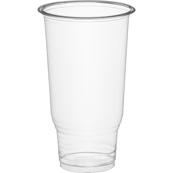 A clear plastic cup with a lid.