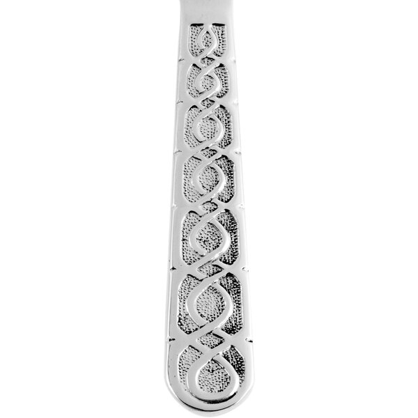 A silver rectangular 10 Strawberry Street Dubai dinner knife with a design.