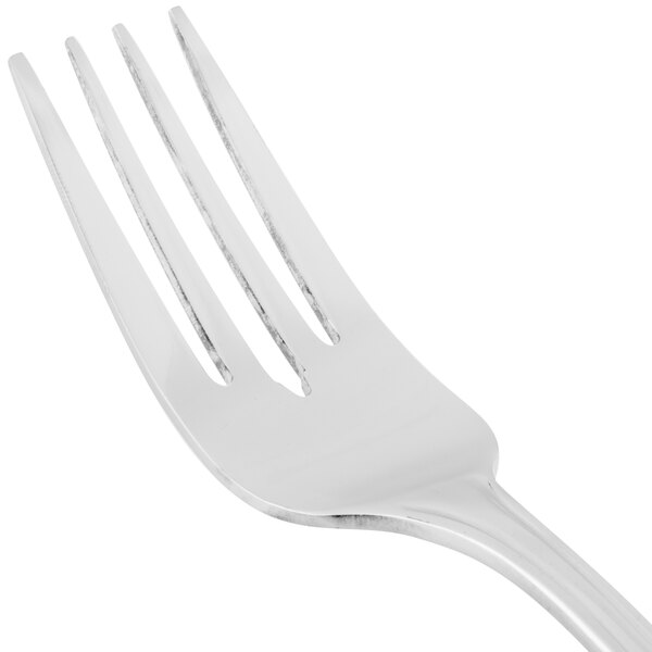 A close-up of a 10 Strawberry Street Lincoln stainless steel salad fork with a silver handle.