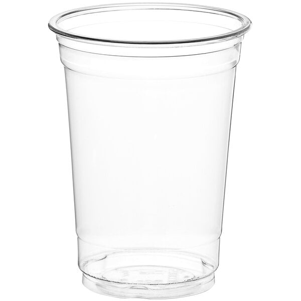 A clear plastic Choice cold cup with a clear rim.