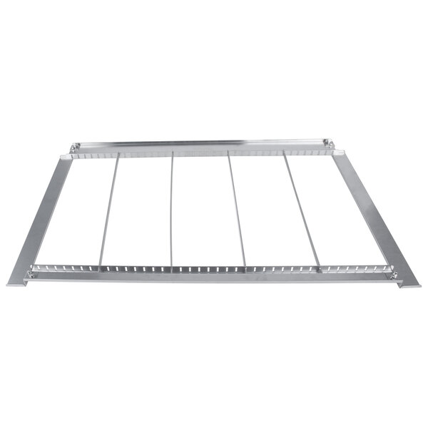 A white metal divider kit with a black border and black handle.