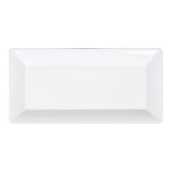 American Metalcraft Prestige 18" x 8 3/4" White Rectangular Stoneware Platter